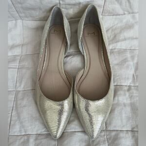 Marc Fisher LTD Neutral Gold Metalic Textured Sunny Half D’orsay Flats - 6.5
